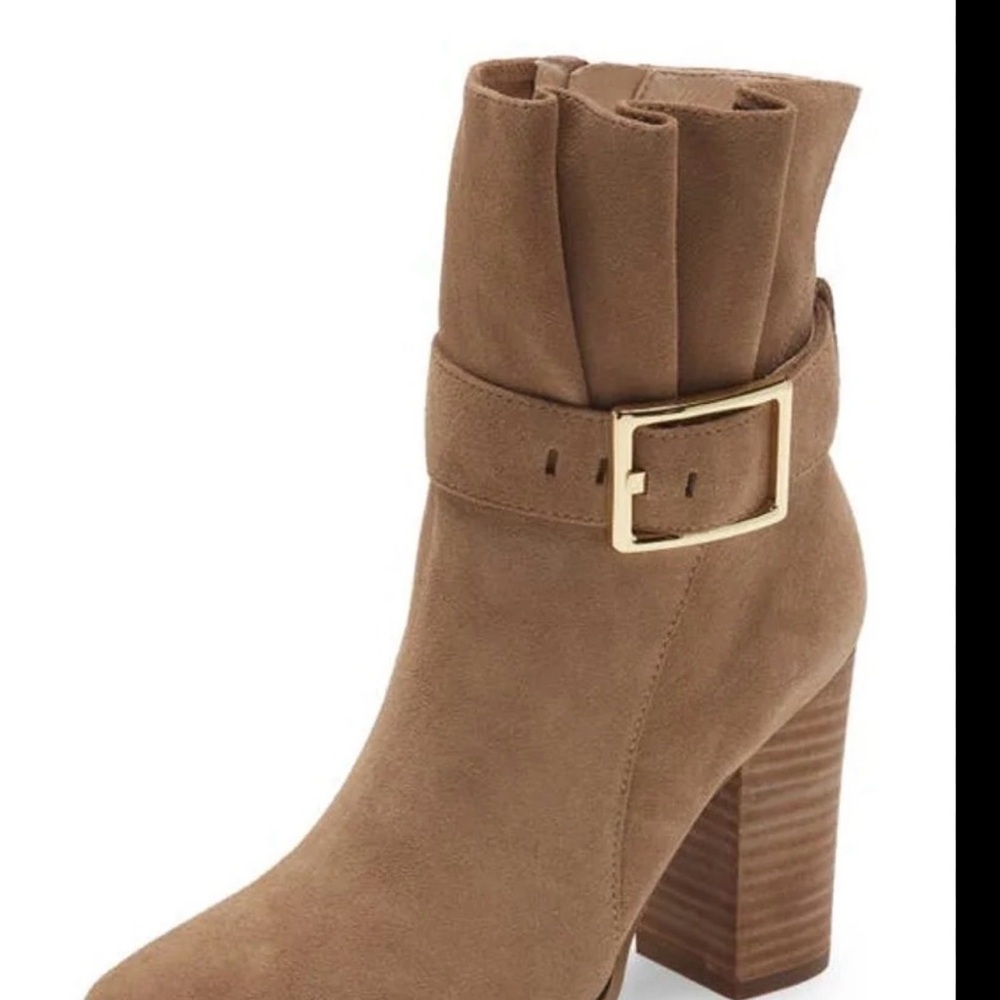 CECELIA NEW YORK Buckled Tan Ankle Booties